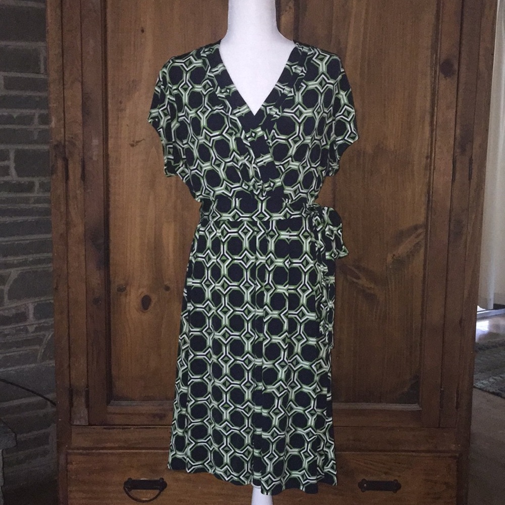 Liz Claiborne navy and green patterned dress.